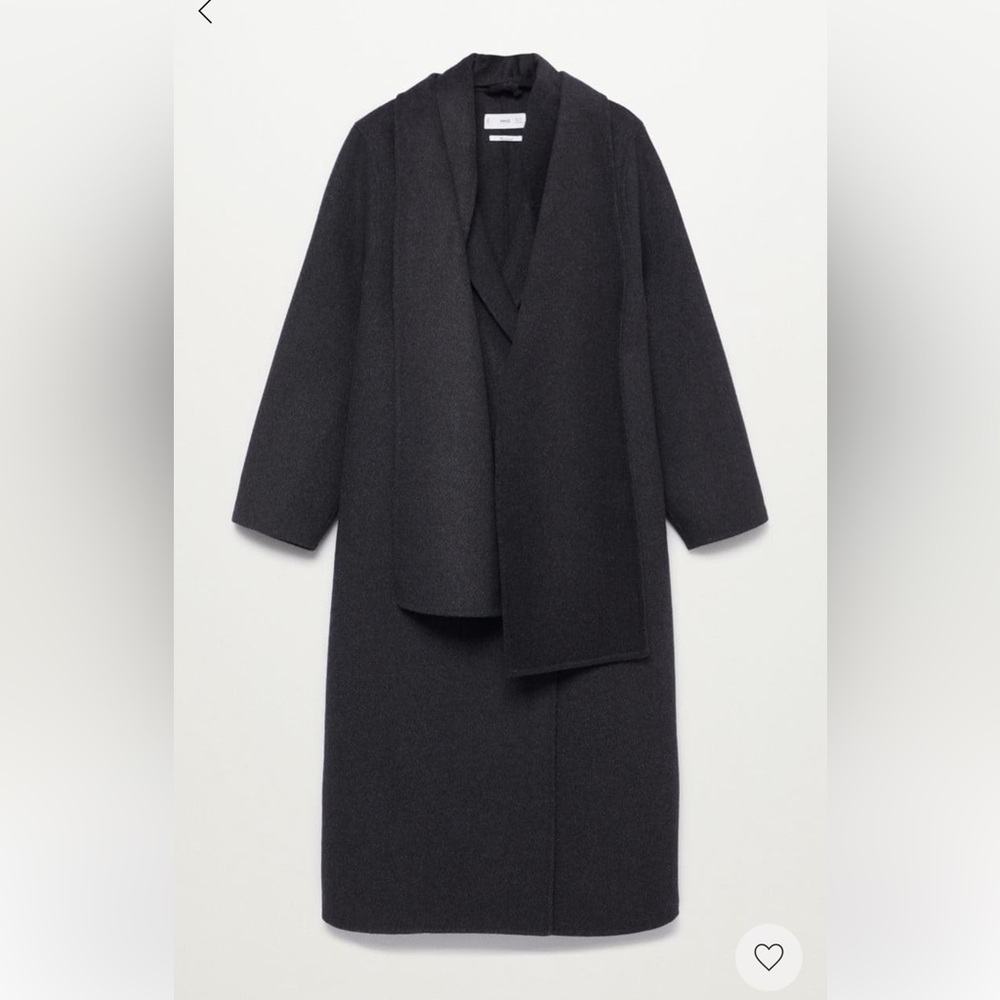 Mango Gray Wool Coat with Scarf